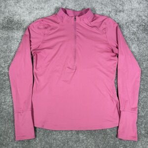 Under Armour Run Pullover Women's Medium Pink Long Sleeve 1/2 Zip Fitted‎
